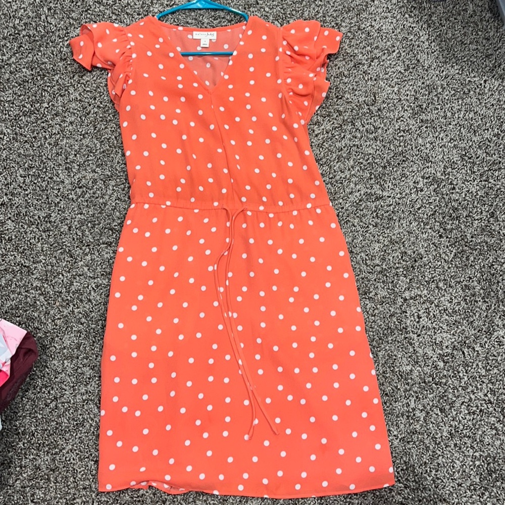 Peach-Pink Polka Dot Dress
